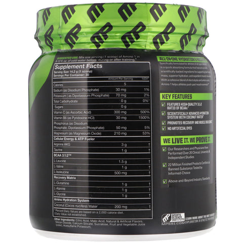 MusclePharm, Amino1, Hydrate + Recover, Fruit Punch, 15 oz (426 g)