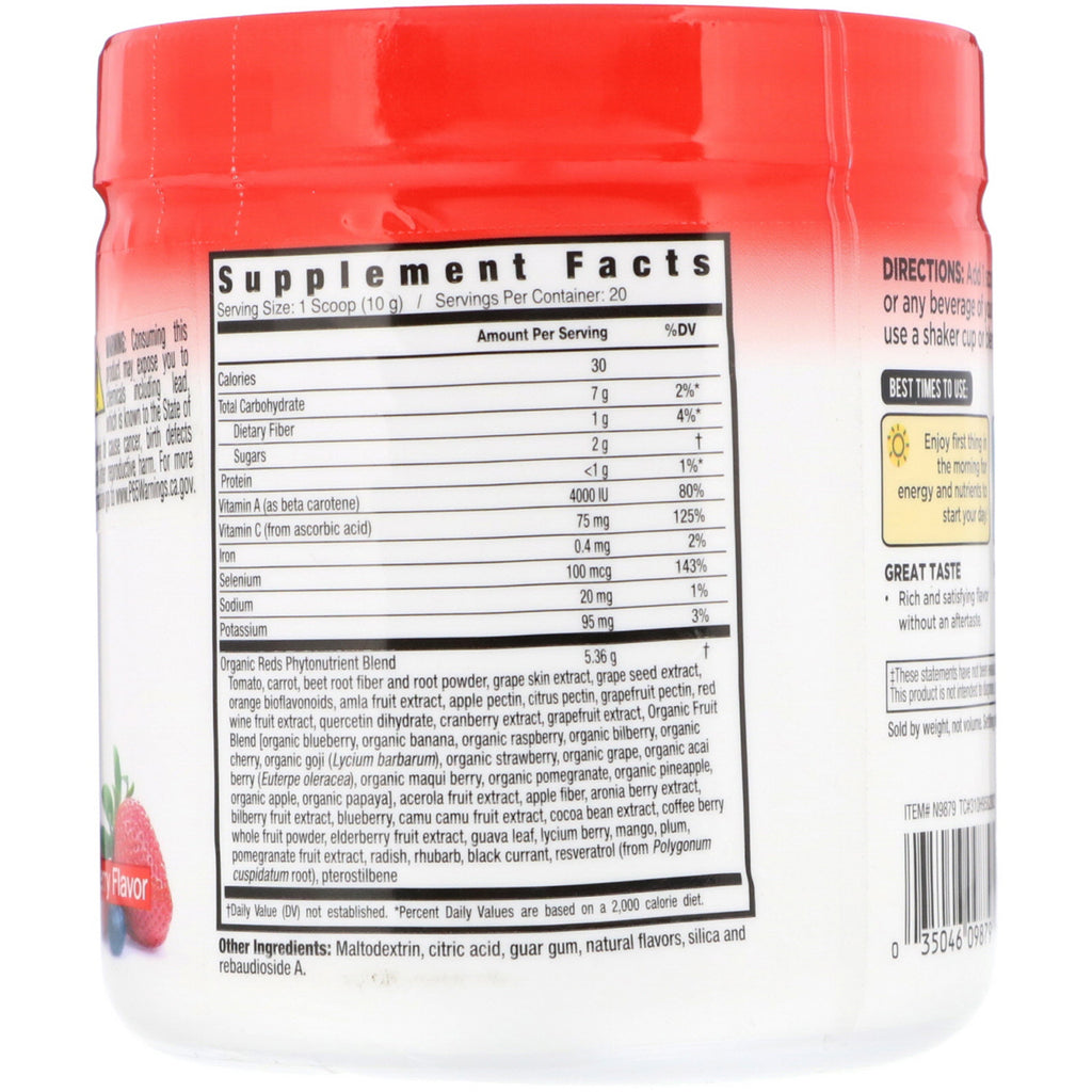 Country Farms, Super Reds, Energigivende Polyphenol Superfood, Berry Flavor, 7,1 oz (200 g)