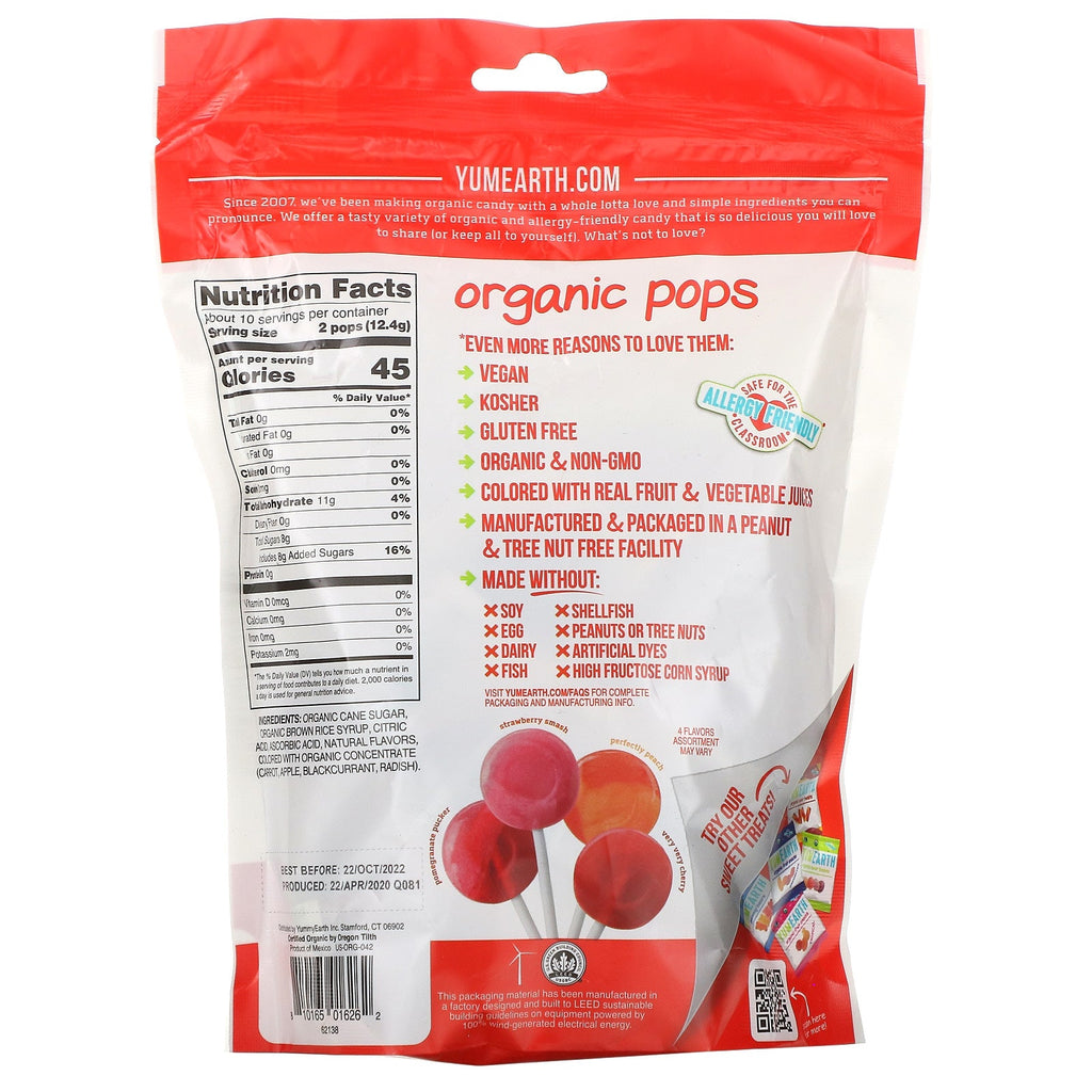 YumEarth,  Pops, Assorted Flavors, 20 Pops, 4.2 oz (119.1 g)