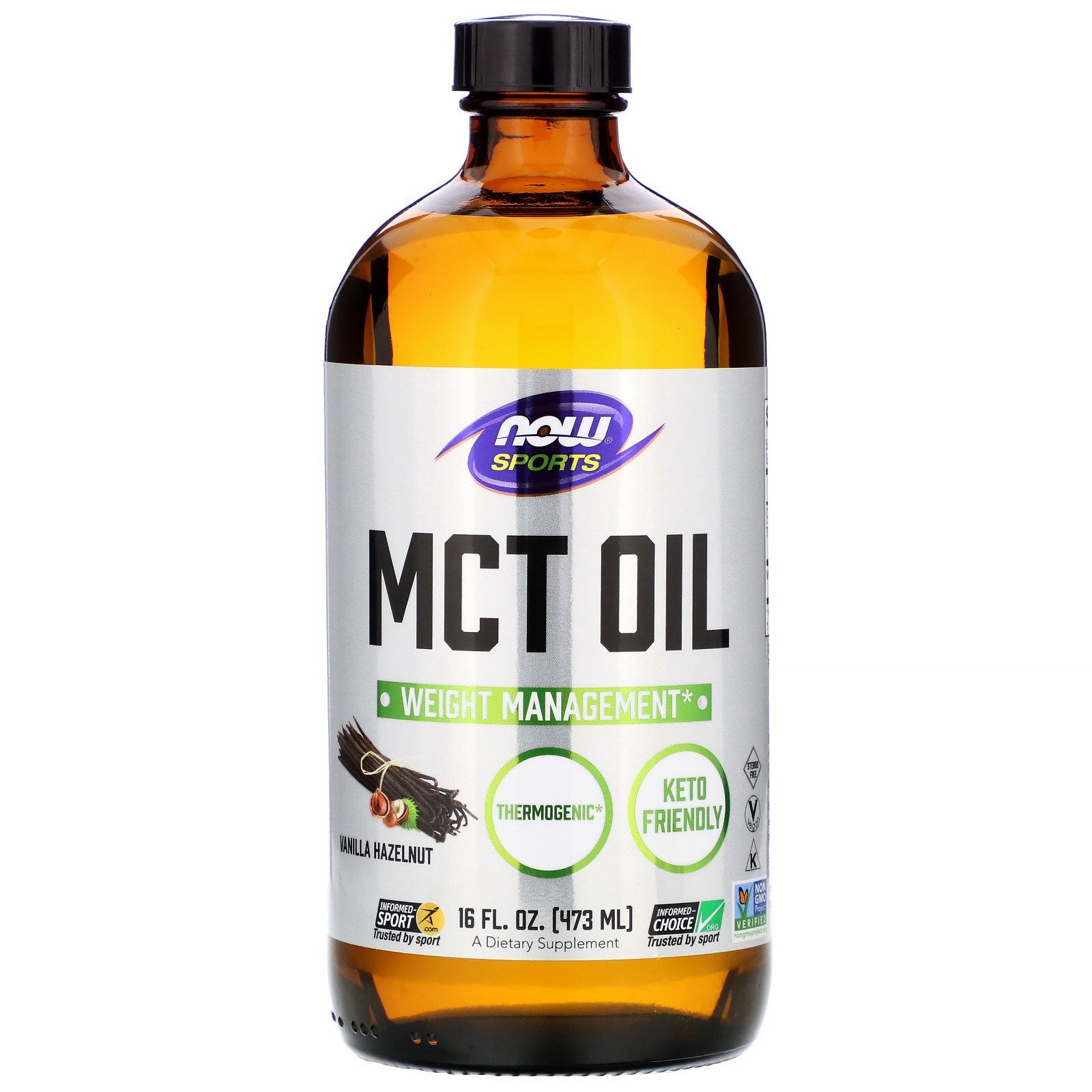 Now Foods, Sports, MCT Oil, Vanilla Hazelnut, 16 fl oz (473 ml)