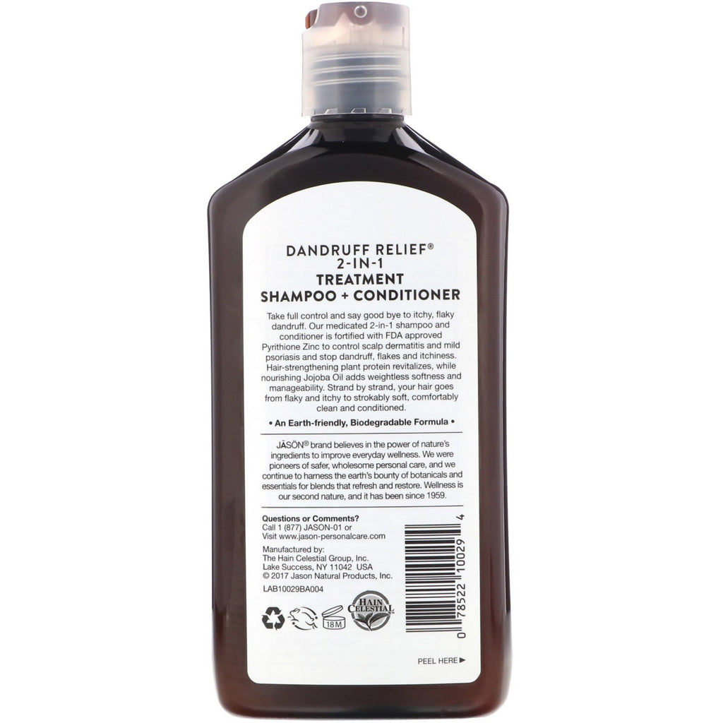 Jason Natural, Dandruff Relief Treatment, 2 i 1, shampoo + balsam, 12 fl oz (355 ml)