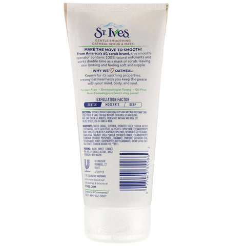 St. Ives, Gentle Smoothing Oatmeal Scrub & Mask, 6 oz (170 g)