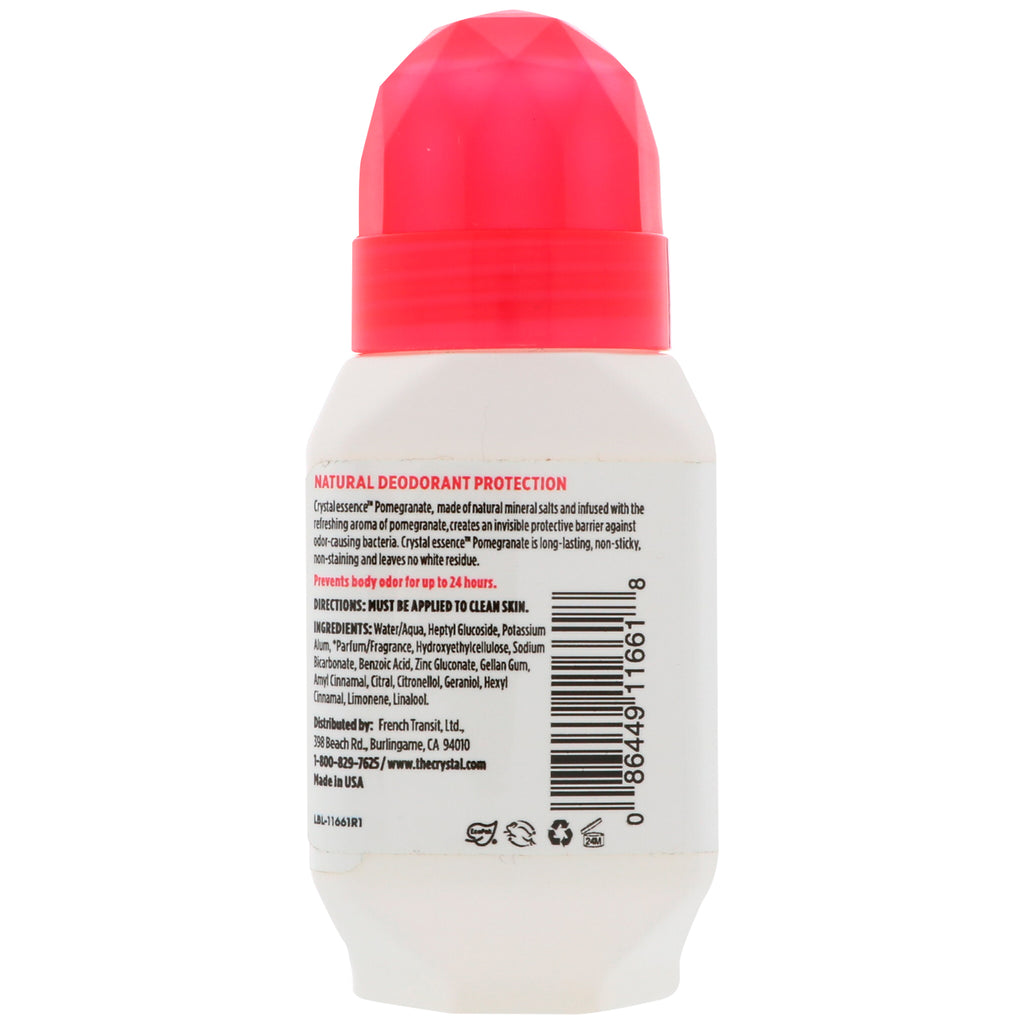 Crystal Body Deodorant, Natural Deodorant Roll-On, Pomegranate, 2.25 fl oz (66 ml)