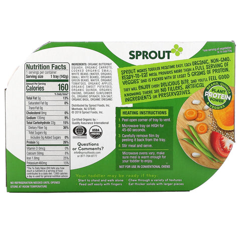 Sprout , Veggie Power Bowl, 12 Months & Up, Veggies, Beans & Quinoa In A Mediterranean Veggie Sauce, 5 oz ( 142 g)