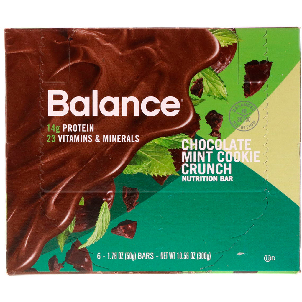 Balance Bar, barra nutricional, galleta crujiente de chocolate y menta, 6 barras, 1,76 oz (50 g) cada una