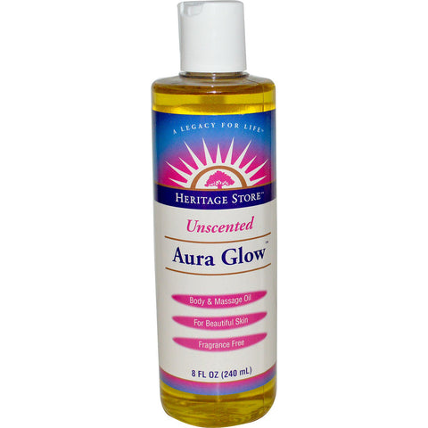 Heritage Store, Aura Glow, Body & Massage Oil, Unscented, 8 fl oz (240 ml)