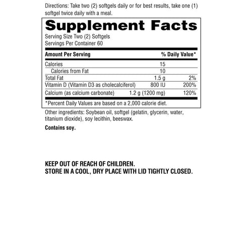 Schiff, Súper calcio, 1200 mg, 120 cápsulas blandas