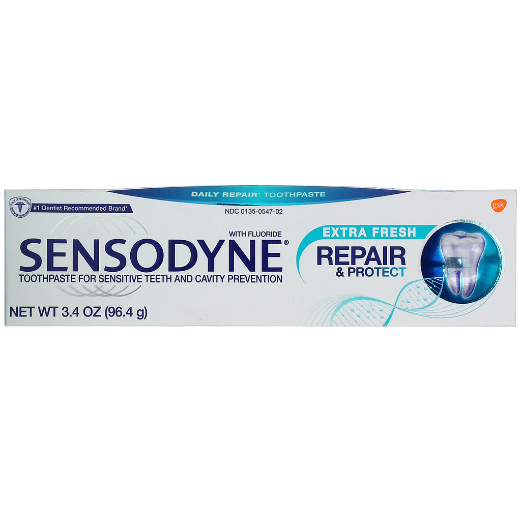 Sensodyne, pasta dental reparadora y protectora con flúor, extra fresca, 3,4 oz (96,4 g)