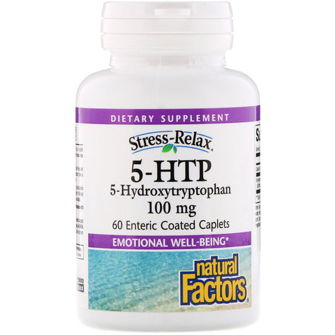 Natural Factors, Stress-Relax, 5-HTP, 100 mg, 60 Enteric Coated Caplets