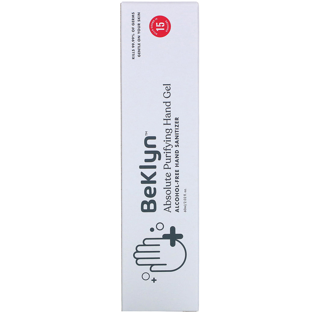 BeKLYN, Absolute Purifying Hand Gel, Alkoholfri Hånddesinfektionsmiddel, 2,02 fl oz (60 ml)