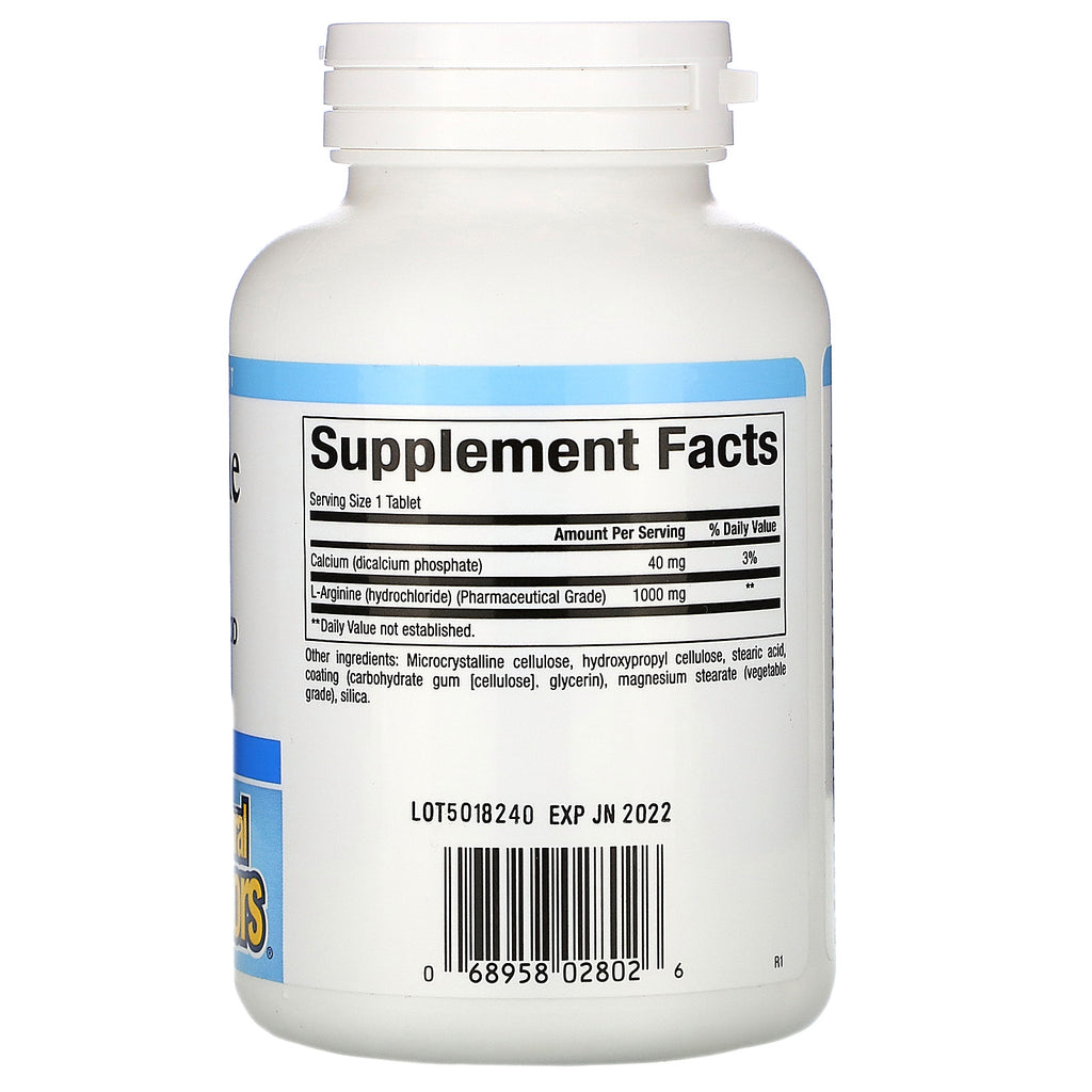 Natural Factors, L-Arginina, 1000 mg, 90 tabletas
