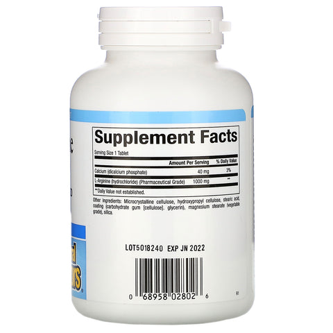Natural Factors, L-Arginina, 1000 mg, 90 tabletas