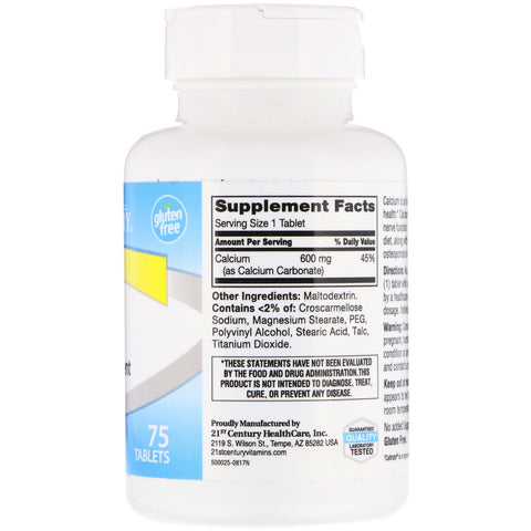 21st Century, Calcium Supplement 600, 75 Tabletter