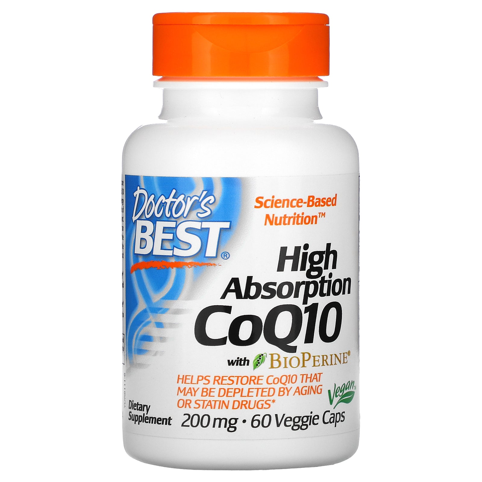 Doctor's Best, High Absorption CoQ10 with BioPerine, 200 mg, 60 Veggie Caps