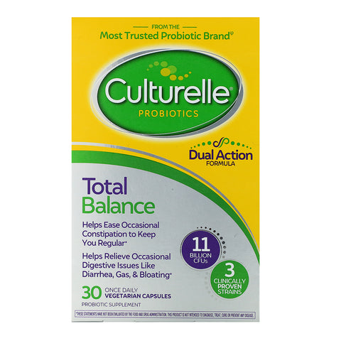 Culturelle, probiotika, total balance, 11 milliarder CFU, 30 vegetariske kapsler