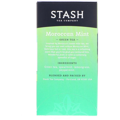 Stash Tea, té verde, menta marroquí, 20 bolsitas de té, 26 g (0,9 oz)