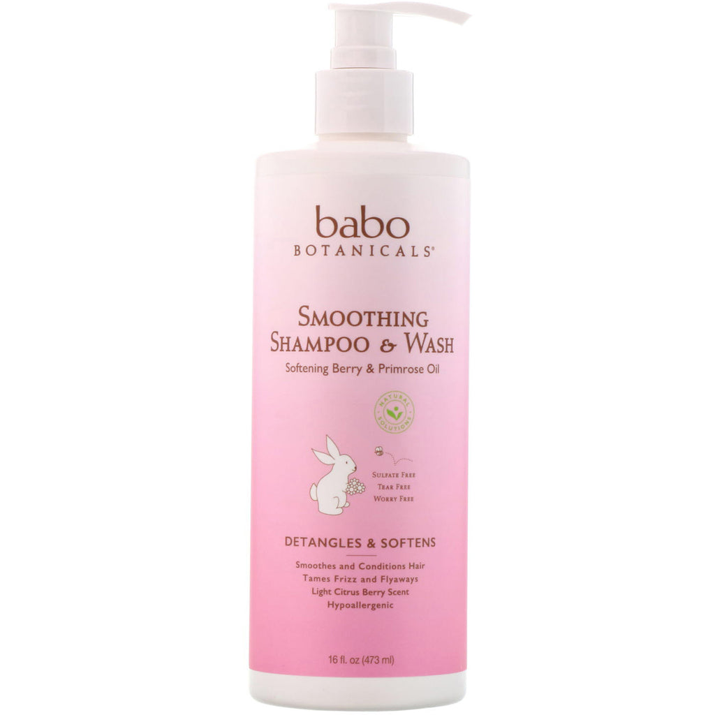 Babo Botanicals, Smoothing Shampoo & Wash, Softening Berry & Primrose Oil, 16 fl oz (473 ml)