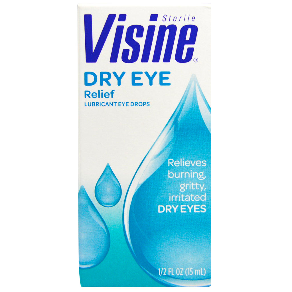 Visine, Alivio para el ojo seco, gotas lubricantes para los ojos, estéril, 1/2 fl oz (15 ml)