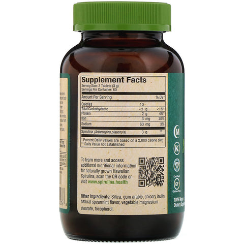 Nutrex Hawaii, Espirulina hawaiana pura, menta verde, 1000 mg, 180 tabletas