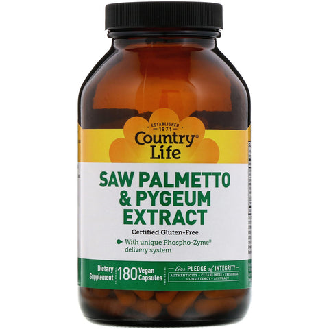 Country Life, Saw Palmetto & Pygeum Extract, 180 Vegan Capsules