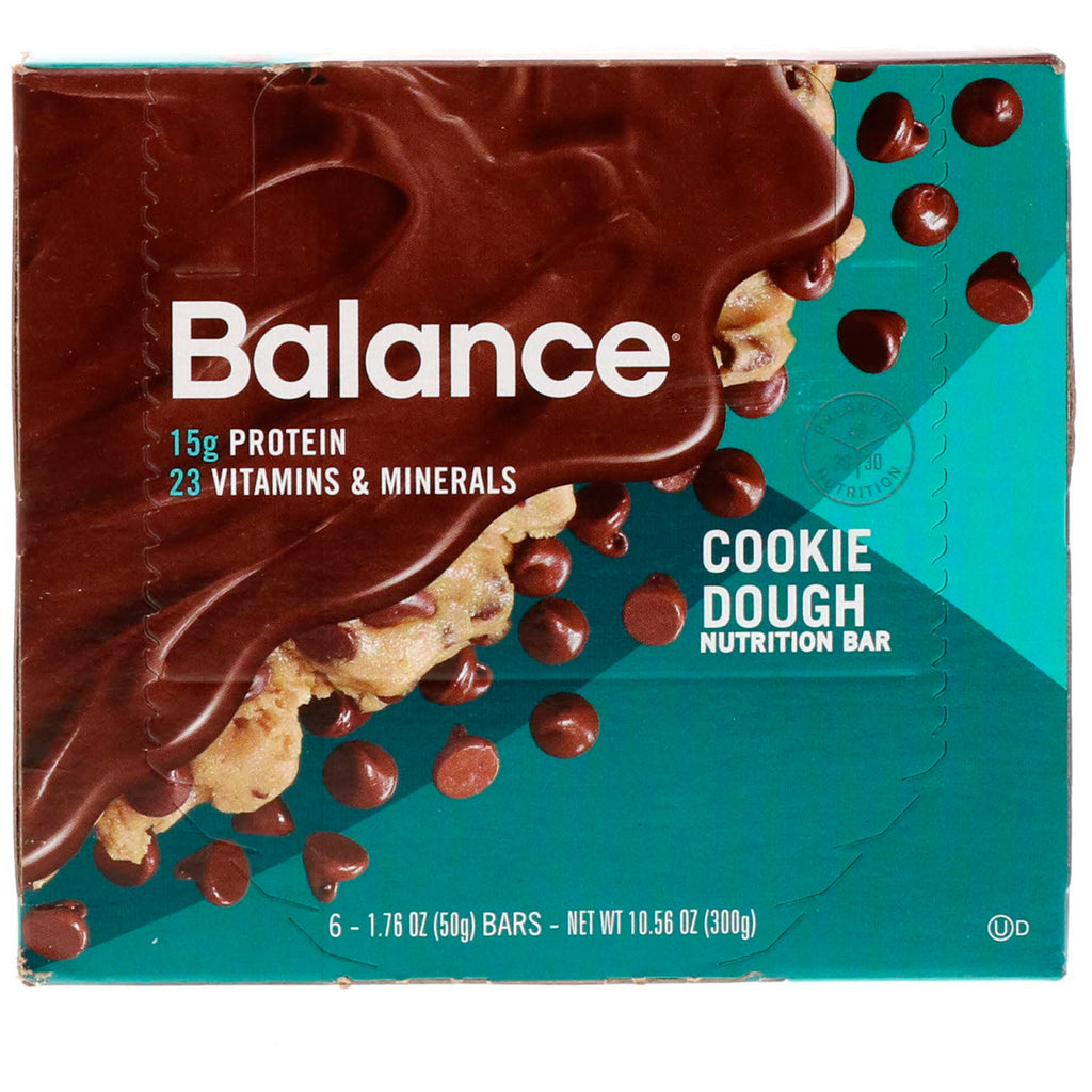 Balance Bar, Nutrition Bar, Cookie Dough, 6 barer, 1,76 oz (50 g) hver