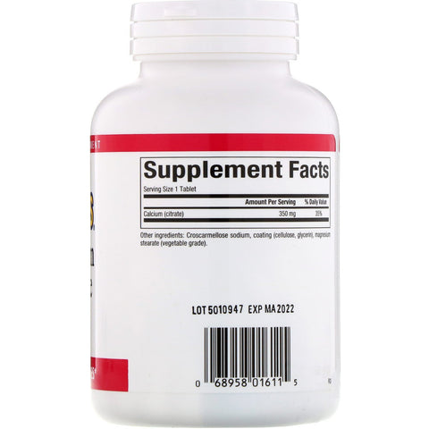 Natural Factors, Citrato de calcio, 350 mg, 90 tabletas