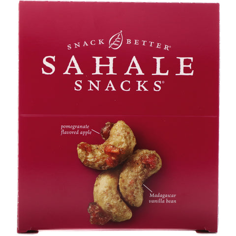 Sahale-snacks, cashewnødder med vaniljesmag med granatæble, glaseret blanding, 9 pakker, 1,5 oz (42,5 g) hver