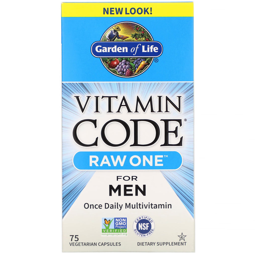 Garden of Life, Vitamin Code, RAW One, én gang dagligt multivitamin til mænd, 75 vegetariske kapsler