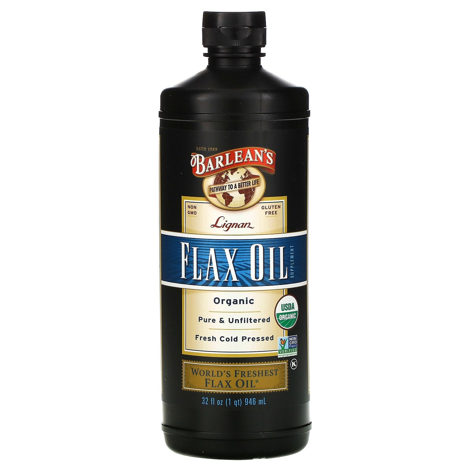 Barlean's, Organic Lignan Flax Oil, 32 fl oz (946 ml)