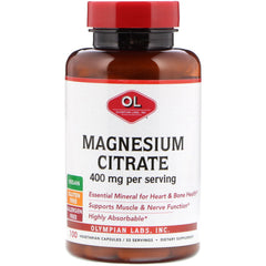 Olympian Labs, Magnesium Citrate, 400 mg, 100 Vegetarian Capsules