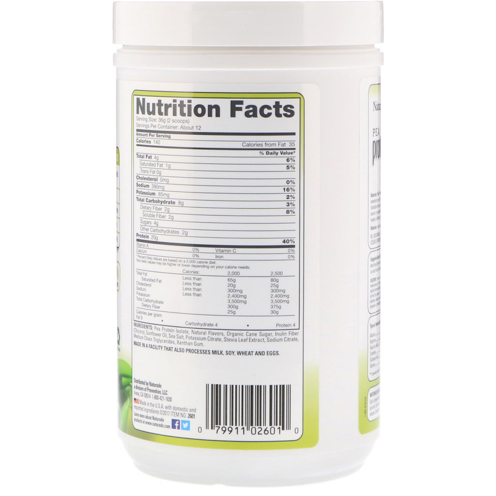 Naturade, Batido vegano de proteína de guisante, vainilla, 432 g (15,2 oz)