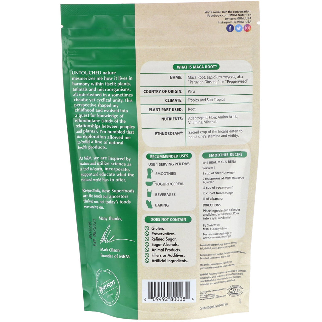 MRM, Raw Maca Root Powder, 8,5 oz (240 g)