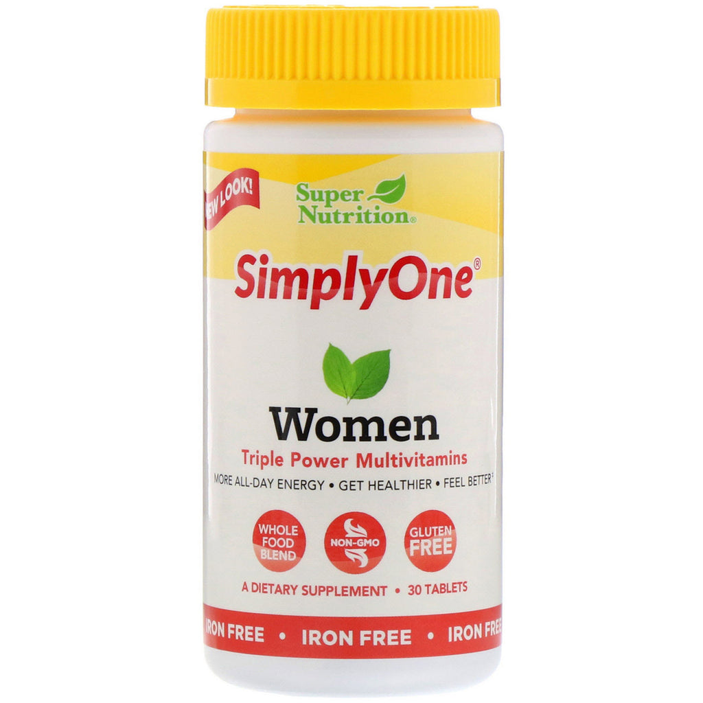 Super Nutrition, SimplyOne, Women, Triple Power Multivitamins, Iron Free, 30 Tablets