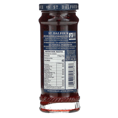 St. Dalfour, Deluxe rød hindbær & granatæble smøre, 10 oz (284 g)