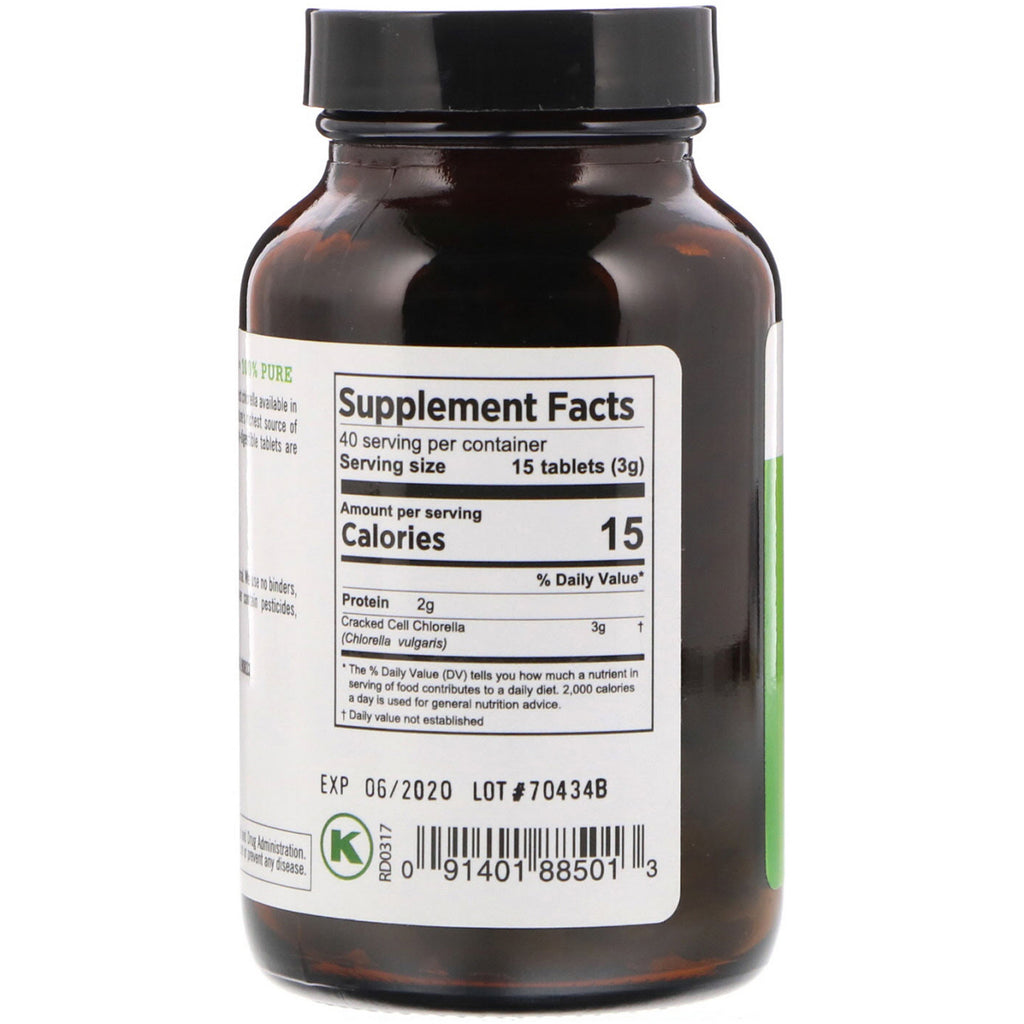 Pure Planet, Premium Cracked Cell Chlorella, 200 mg, 600 tabletter
