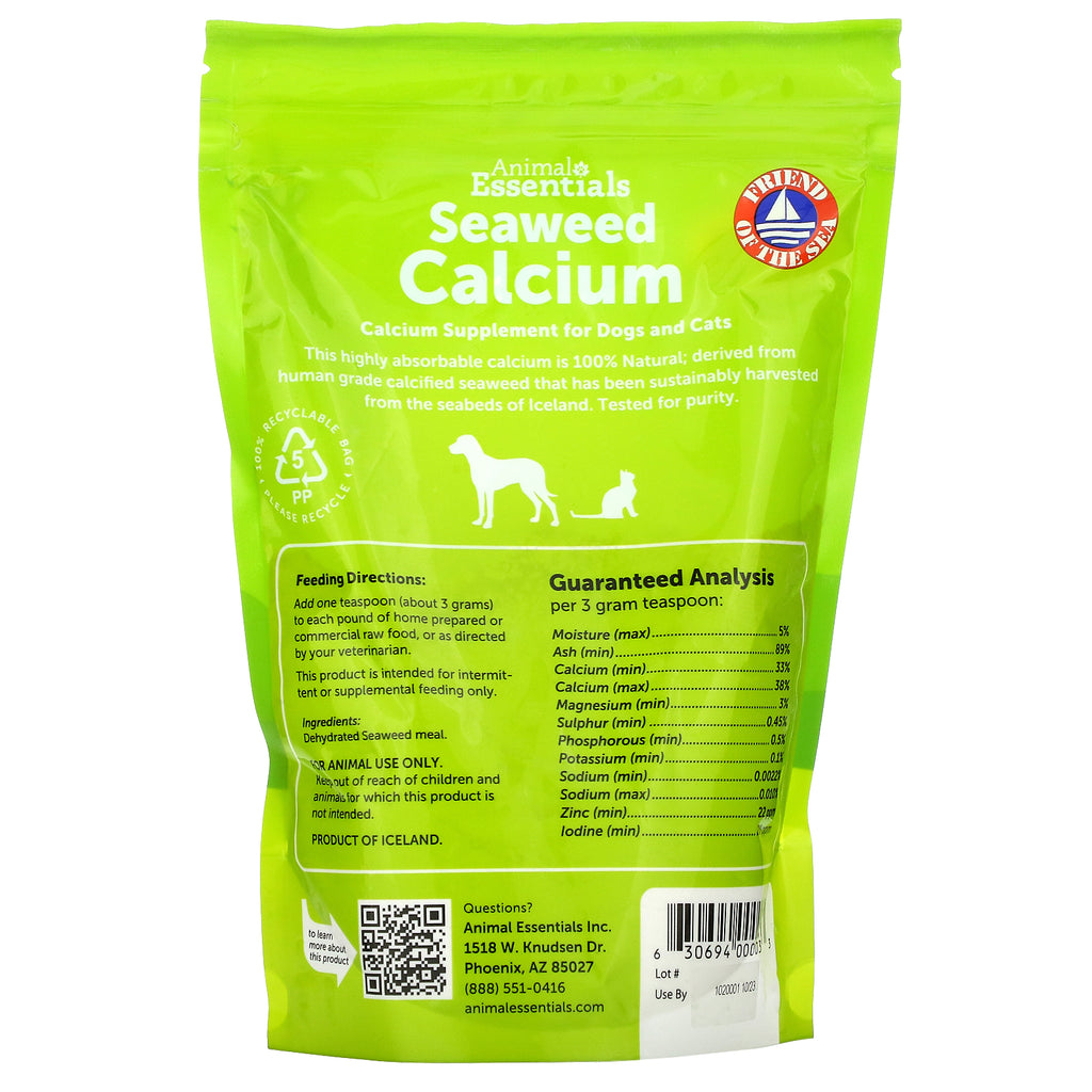Animal Essentials, calcio de algas marinas, para perros y gatos, 12 oz (340 g)