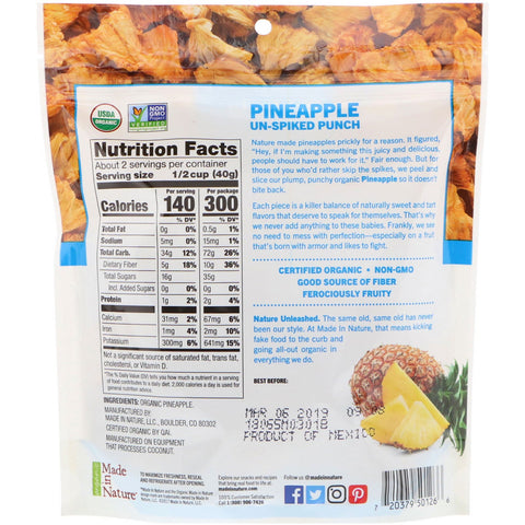 Made in Nature,  Dried Pineapple, Bold & Gold Supersnacks, 3 oz (85 g)