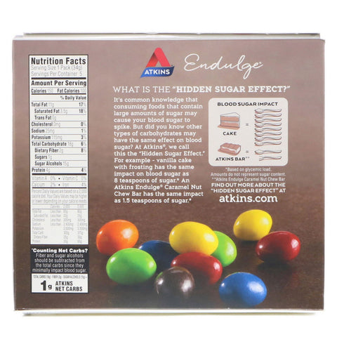 Atkins, Endulge, caramelos de chocolate y maní, 5 paquetes, 34 g (1,2 oz) cada uno