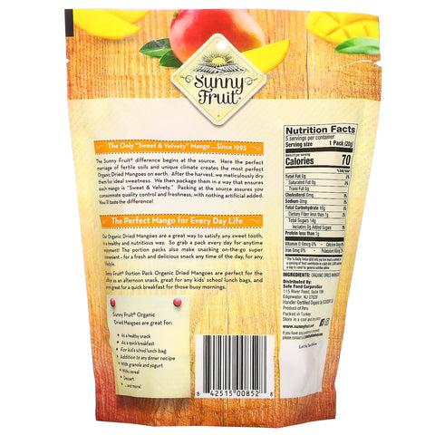 Sunny Fruit, Mango, 5 portionspakker, 0,7 oz (20 g) hver