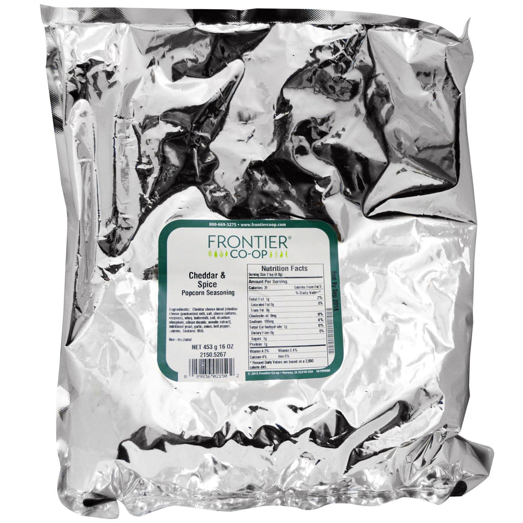 Frontier Natural Products, Popcorn Krydderier, Cheddar &amp; Spice, 16 oz (453 g)