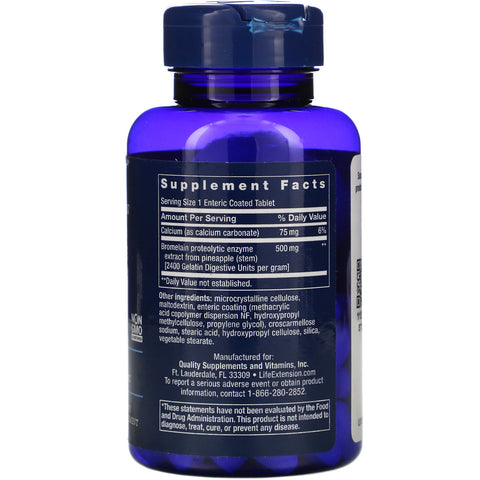 Life Extension, specialcoated bromelain, 500 mg, 60 enterisk coatede tabletter