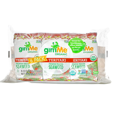 gimMe, Premium Roasted Seaweed, Teriyaki, 6 Pack, 0.17 oz (5 g) Each