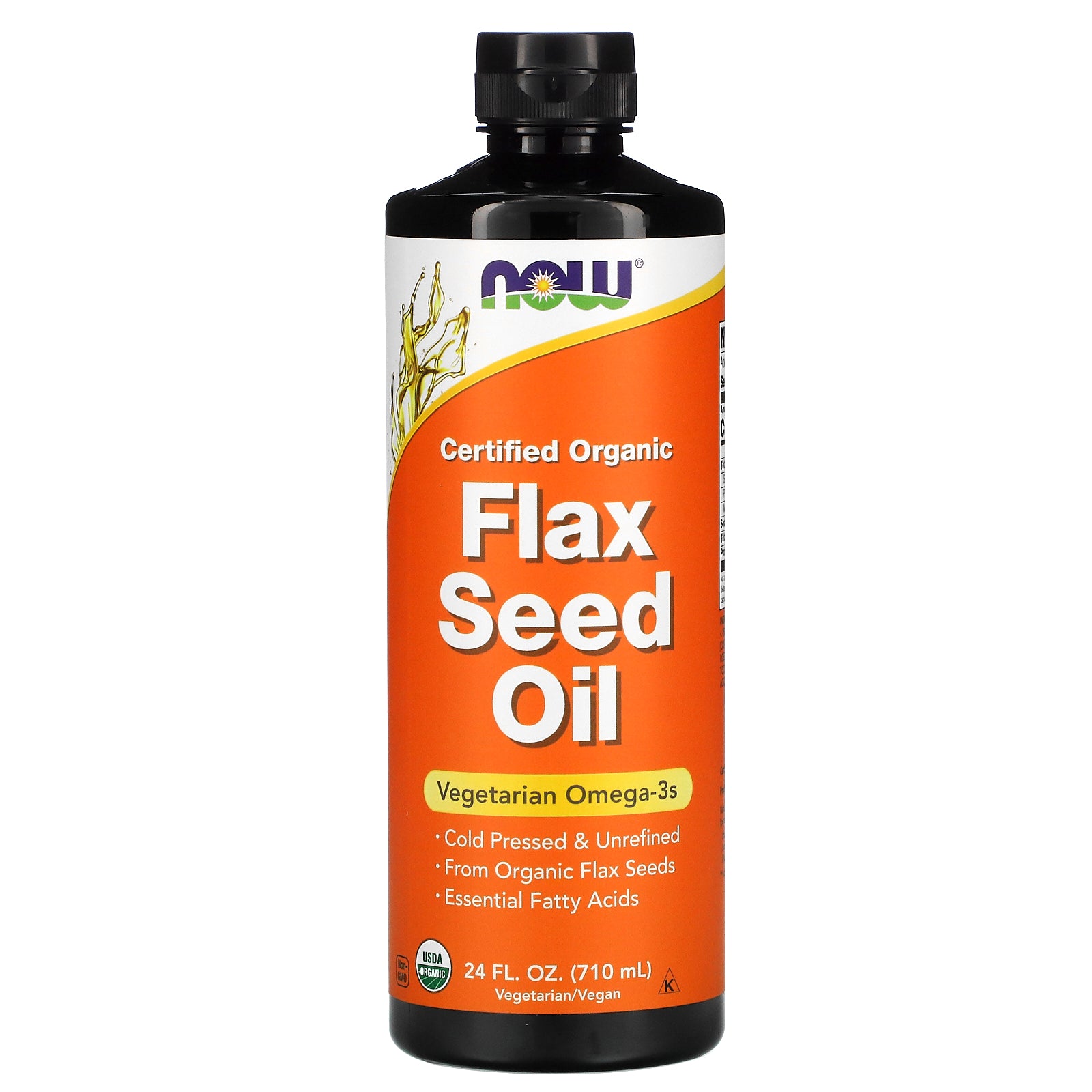 Now Foods, Certified Organic Flax Seed Oil, 24 fl oz (710 ml)