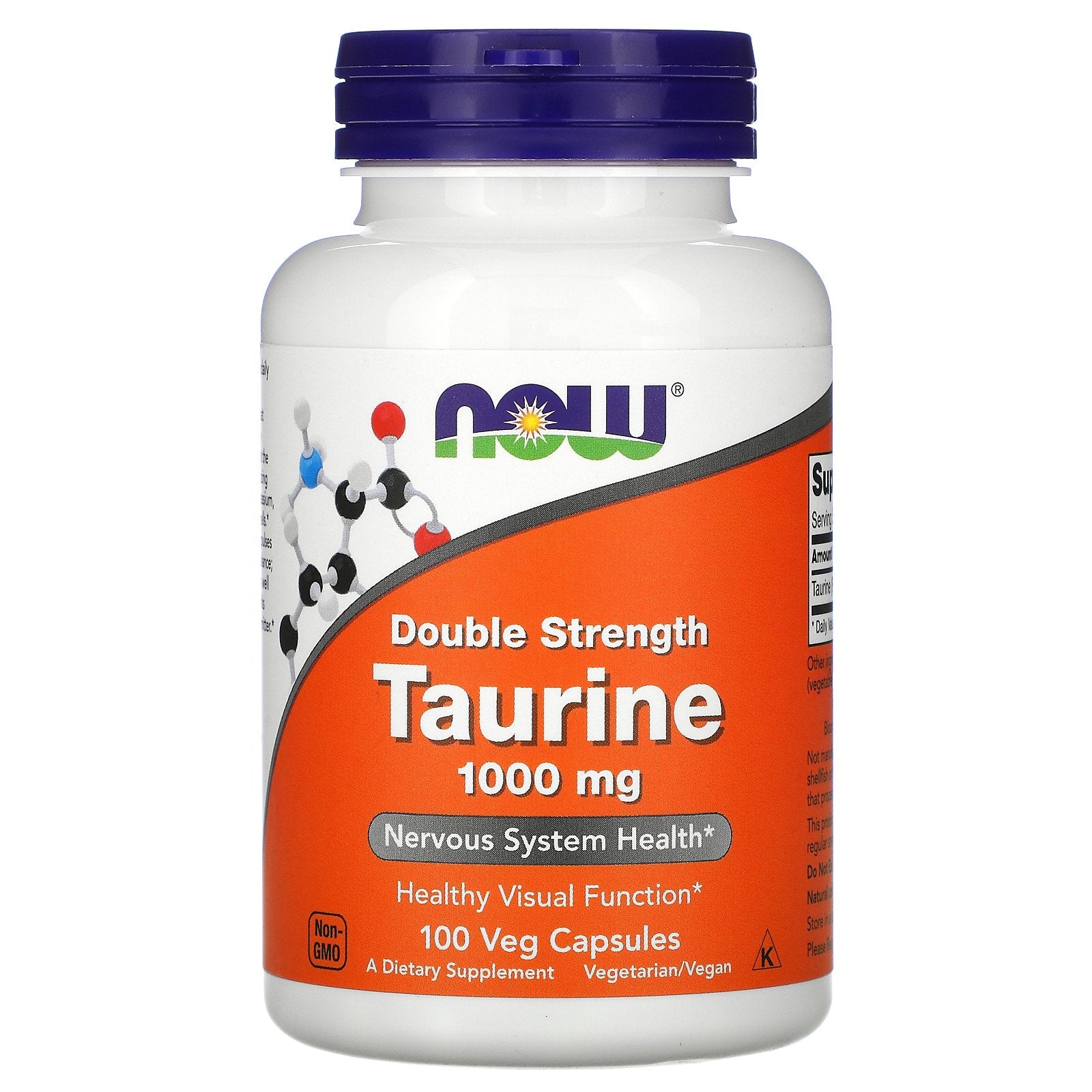 Now Foods, Taurine, Double Strength, 1,000 mg, 100 Veg Capsules