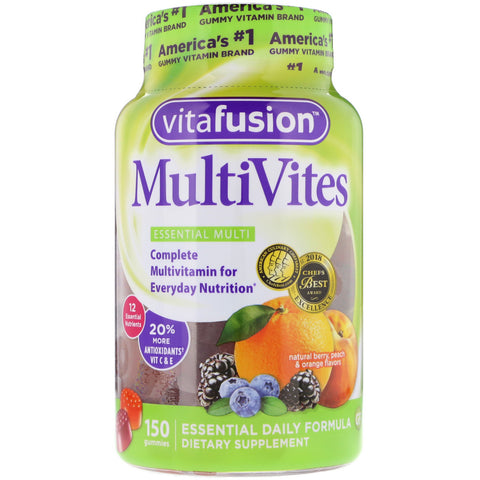 VitaFusion, MultiVites, Essential Multi, Natural Berry, Peach & Orange Flavor, 150 Gummies