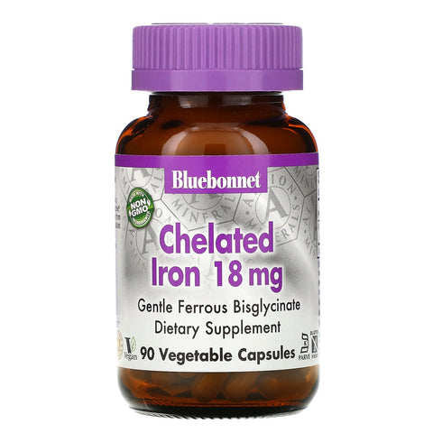 Bluebonnet Nutrition, Chelated Iron, 18 mg, 90 Vegetable Capsules