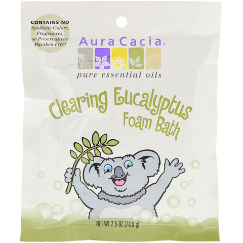 Aura Cacia, Clearing Foam Bath, Eucalyptus, 2.5 oz (70.9 g)