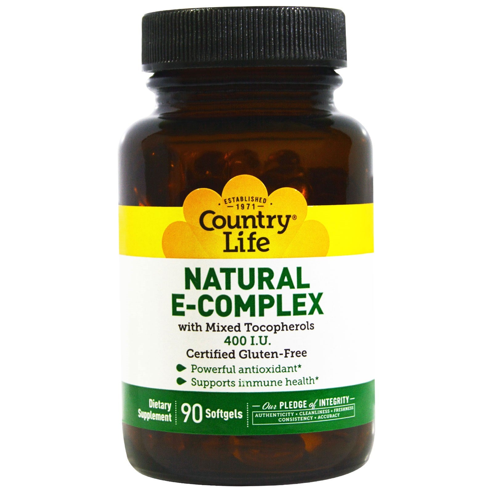 Country Life, Natural E-Complex, with Mixed Tocopherols, 400 IU, 90 Softgels