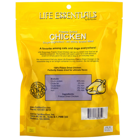 Cat-Man-Doo, Life Essentials, Freeze Dried Chicken, For Cats & Dogs, 5 oz (142 g)