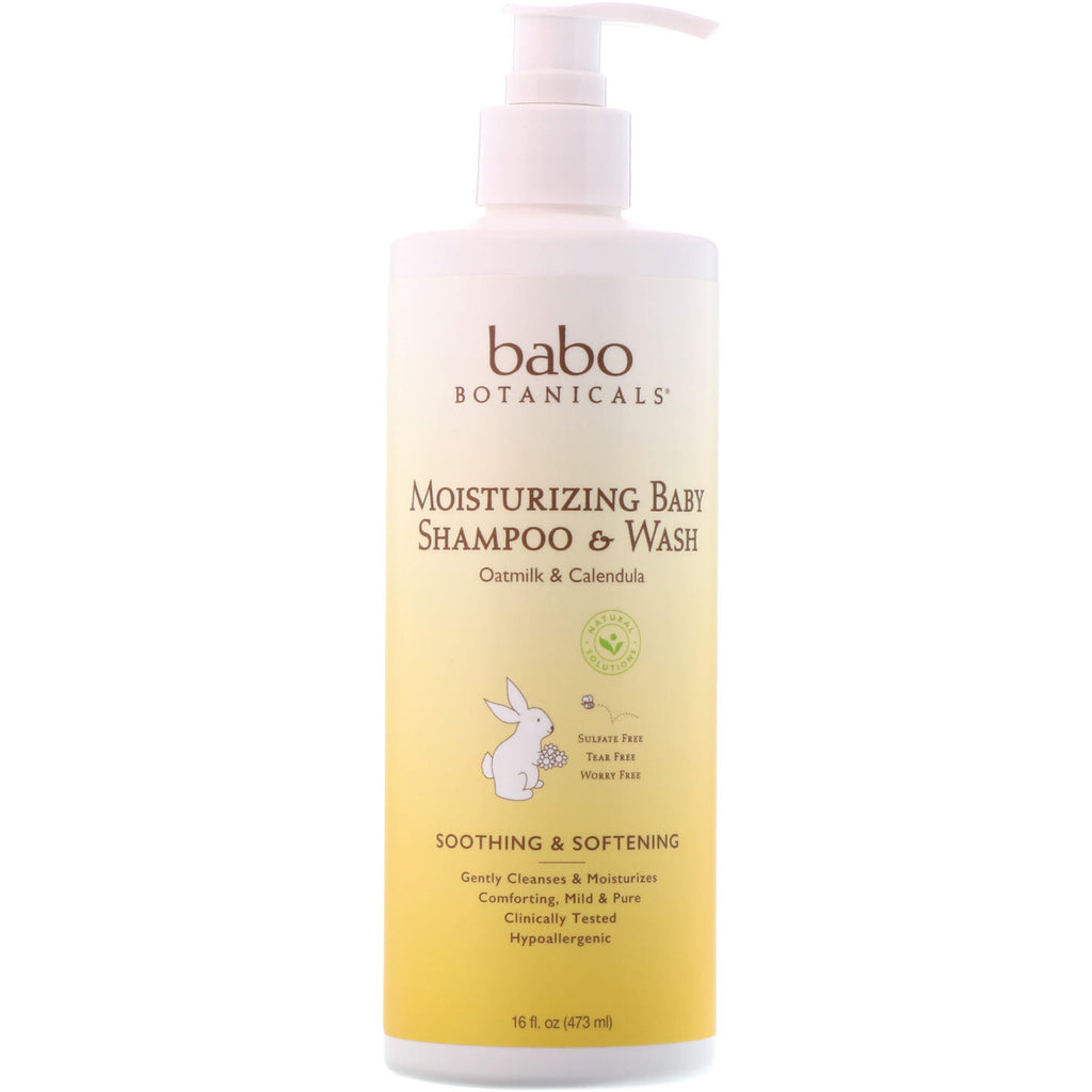 Babo Botanicals, Moisturizing Baby Shampoo & Wash, Oatmilk Calendula, 16 fl oz (473 ml)